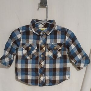 Crazy 8 Blue and Brown Checkered Infants Shirt